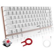 [아마존베스트]Hoopond Mechanical Keyboard, AK33 White LED Illuminated USB Cable Mechanical Gaming Keyboard with 82 Keys Compact Mechanical Gaming Keyboard with Anti-Ghosting Keys (Red Switch, White)