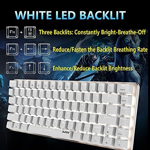  [아마존베스트]Hoopond Mechanical Keyboard, AK33 White LED Illuminated USB Cable Mechanical Gaming Keyboard with 82 Keys Compact Mechanical Gaming Keyboard with Anti-Ghosting Keys (Red Switch, White)