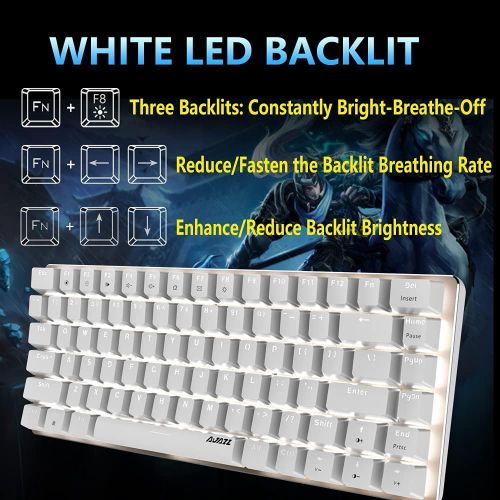  [아마존베스트]Hoopond Mechanical Keyboard, AK33 White LED Illuminated USB Cable Mechanical Gaming Keyboard with 82 Keys Compact Mechanical Gaming Keyboard with Anti-Ghosting Keys (Red Switch, White)