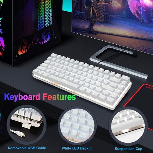  [아마존베스트]Hoopond Mechanical Keyboard, AK33 White LED Illuminated USB Cable Mechanical Gaming Keyboard with 82 Keys Compact Mechanical Gaming Keyboard with Anti-Ghosting Keys (Red Switch, White)