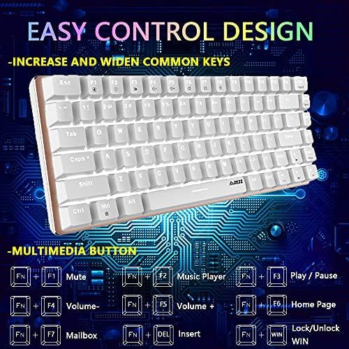  [아마존베스트]Hoopond Mechanical Keyboard, AK33 White LED Illuminated USB Cable Mechanical Gaming Keyboard with 82 Keys Compact Mechanical Gaming Keyboard with Anti-Ghosting Keys (Red Switch, White)