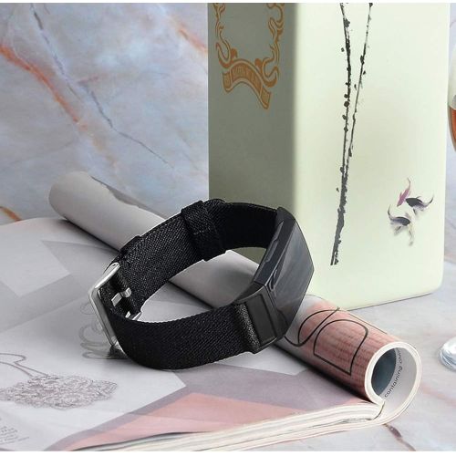  [아마존베스트]Hooroor hooroor Canvas Woven Band Compatible for Fitbit Charge 3 Bands and Charge 3 SE Band, Soft Breathable Fabric Cloth Replacement Wristbands Strap Sports Accessories Small Large for Wo