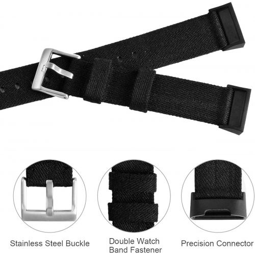  [아마존베스트]Hooroor hooroor Canvas Woven Band Compatible for Fitbit Charge 3 Bands and Charge 3 SE Band, Soft Breathable Fabric Cloth Replacement Wristbands Strap Sports Accessories Small Large for Wo