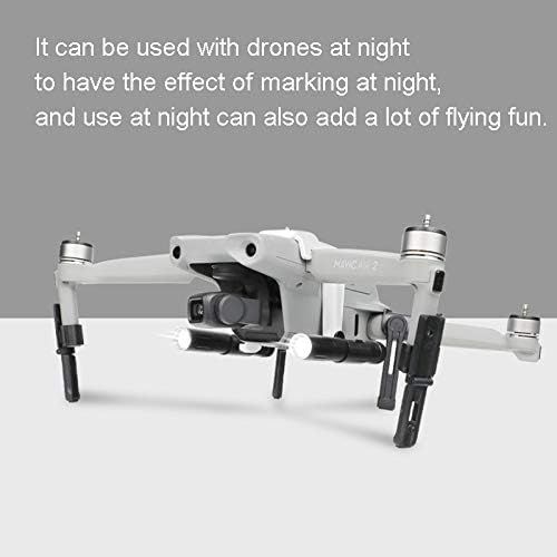  Hooshion 3 in 1 Set 1 Pair Night Light Flashlight with 1 Set Landing Gear with 1 Pack Upper Camera Extension Mount for DJI Mavic Air 2 Drone (Battery is not Include)