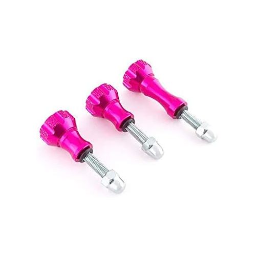  Hooshion 3 Pack Aluminum Thumbscrew with Cap Thumb Screw Set Stainless for GoPro Camera Accessories Monopod Handhold Stick Mount/Windshield Suction Tripod Mount Screw Adapter (Pink