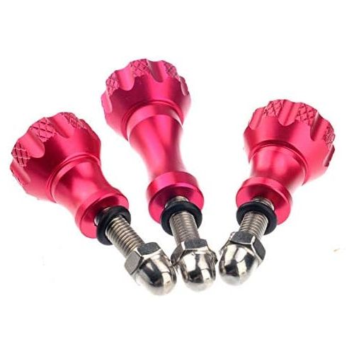  Hooshion 3 Pack Aluminum Thumbscrew with Cap Thumb Screw Set Stainless for GoPro Camera Accessories Monopod Handhold Stick Mount/Windshield Suction Tripod Mount Screw Adapter (Pink