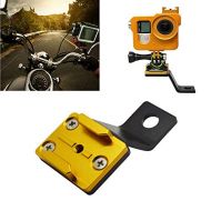Hooshion Aluminum Alloy Motorcycle Rearview Mirror Mount Fixing Bracket Camera Holder for Gopro Hero 8/7/6/5/4 OSMO Action Camera (Gold)