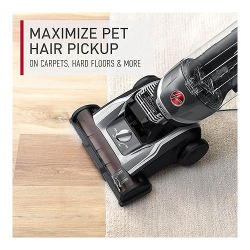  Hoover MAXLife Elite Swivel XL Pet Vacuum Cleaner with HEPA Media Filtration, Bagless Multi-Surface Upright for Carpets and Hard Floors, UH75250, Grey, 16 lbs