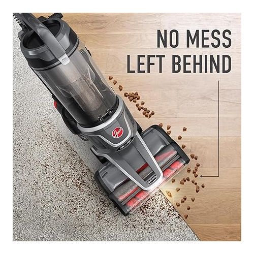  Hoover WindTunnel All-Terrain Dual Brush Roll Bagless Upright Vacuum Cleaner Machine, for Carpet and Hard Floor, Strong Suction with Versatile Tools, HEPA Media Filter, UH77200V, Silver