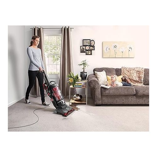  Hoover WindTunnel 3 Max Performance Pet, Bagless Upright Vacuum Cleaner, HEPA Media Filtration, For Carpet and Hard Floor, UH72625, Red