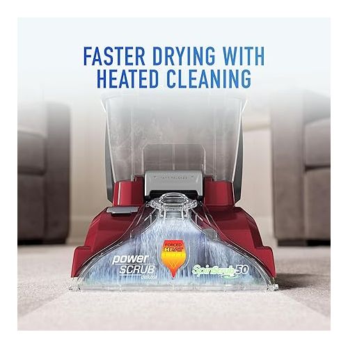  Hoover PowerScrub Deluxe Carpet Cleaner Machine, for Carpet and Upholstery, Deep Cleaning Carpet Shampooer, Carpet Deodorizer and Pet Stain Remover, FH50150NC, Red