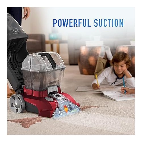  Hoover PowerScrub Deluxe Carpet Cleaner Machine, for Carpet and Upholstery, Deep Cleaning Carpet Shampooer, Carpet Deodorizer and Pet Stain Remover, FH50150NC, Red