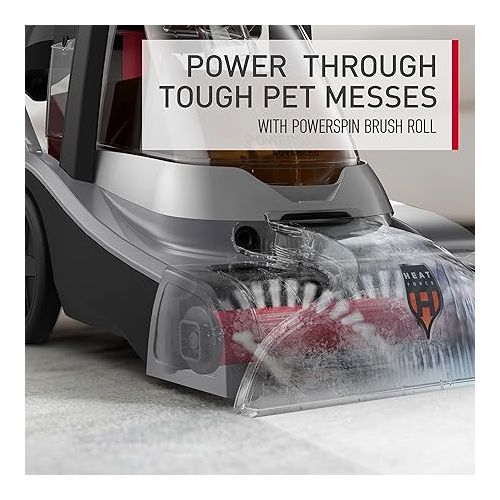 Hoover PowerDash Pet Advanced Compact Carpet Cleaner Machine with Above Floor Cleaning, for Carpet and Upholstery, Carpet Shampooer, Lightweight, Pet Stain and Odor Remover, FH55050PC, Grey