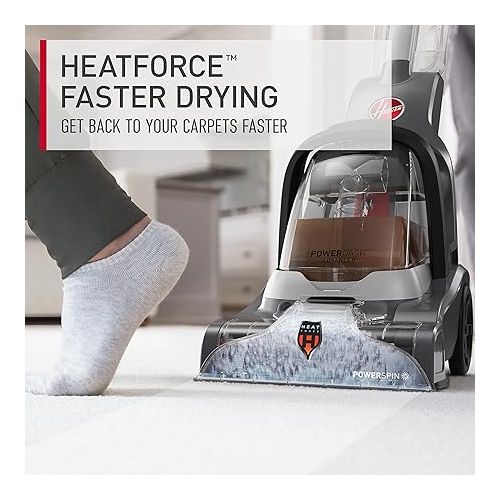  Hoover PowerDash Pet Advanced Compact Carpet Cleaner Machine with Above Floor Cleaning, for Carpet and Upholstery, Carpet Shampooer, Lightweight, Pet Stain and Odor Remover, FH55050PC, Grey