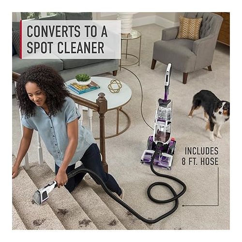  Hoover SmartWash Pet Automatic Carpet Cleaner Machine with Spot Chaser Wand, Deep Cleaning Shampooer, Carpet Deodorizer and Pet Stain Remover, FH53000PC, Purple