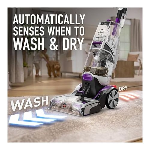  Hoover SmartWash Pet Automatic Carpet Cleaner Machine with Spot Chaser Wand, Deep Cleaning Shampooer, Carpet Deodorizer and Pet Stain Remover, FH53000PC, Purple