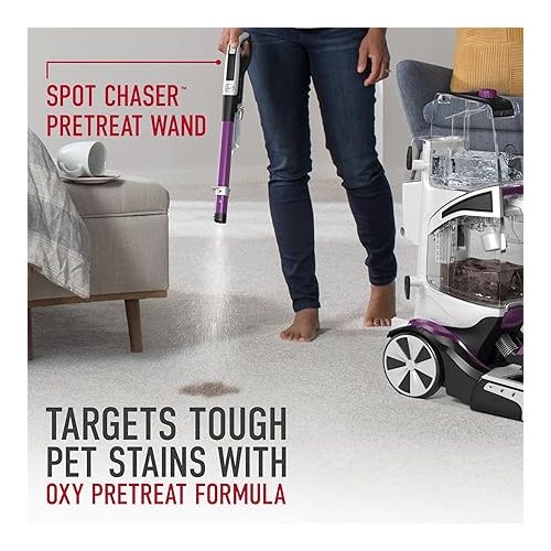  Hoover SmartWash Pet Automatic Carpet Cleaner Machine with Spot Chaser Wand, Deep Cleaning Shampooer, Carpet Deodorizer and Pet Stain Remover, FH53000PC, Purple