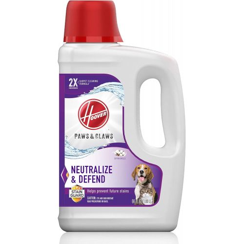  Hoover Paws & Claws Deep Cleaning Carpet Shampoo with Stainguard, Concentrated Machine Cleaner Solution for Pets, 64oz Formula, AH30925, White, Package may vary