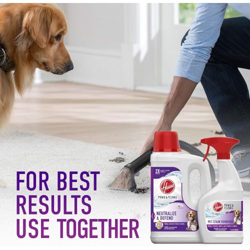  Hoover Paws & Claws Deep Cleaning Carpet Shampoo with Stainguard, Concentrated Machine Cleaner Solution for Pets, 64oz Formula, AH30925, White, Package may vary