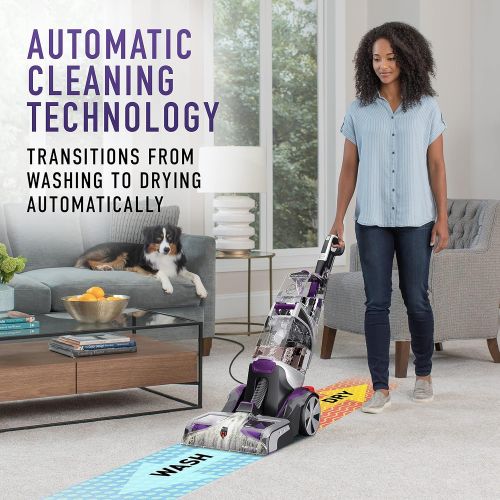  Hoover SmartWash Automatic Carpet Cleaner with Spot Chaser Stain Remover Wand, Shampooer Machine for Pets, FH53000PC, Purple