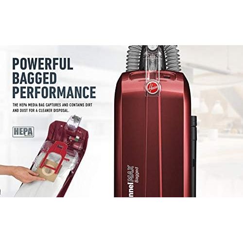  [아마존베스트]Hoover UH30600 WindTunnel Max Bagged Upright Vacuum Cleaner, with HEPA Media Filtration, 30ft. Power Cord, Red