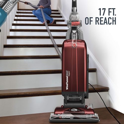  [아마존베스트]Hoover UH30600 WindTunnel Max Bagged Upright Vacuum Cleaner, with HEPA Media Filtration, 30ft. Power Cord, Red