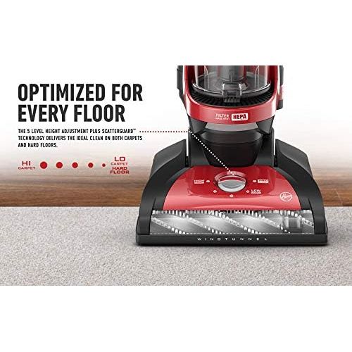  [아마존베스트]Hoover Windtunnel Max Capacity Upright Vacuum Cleaner with HEPA Media Filtration, UH71100, Red