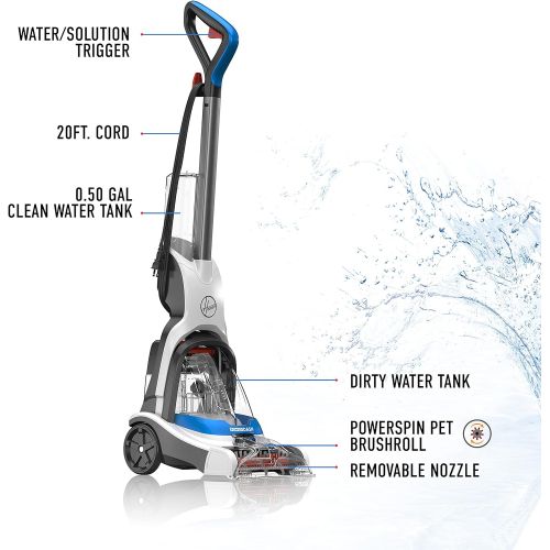  Hoover PowerDash Pet Compact Carpet Cleaner, Lightweight, FH50700, Blue