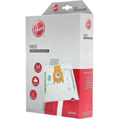  Hoover 35602584 H60 Kit Microfibre Bags 3 Packs of 4 Bags, Extra Filter and Anti Odour, Original, White