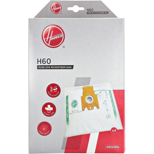  Hoover 35602584 H60 Kit Microfibre Bags 3 Packs of 4 Bags, Extra Filter and Anti Odour, Original, White