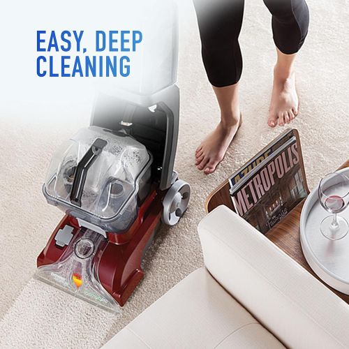  Hoover Power Scrub Deluxe Carpet Cleaner Machine, Upright Shampooer, FH50150, Red