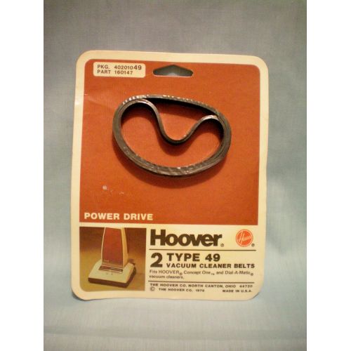  Hoover Power Drive Type 49 Vacuum Cleaner Belts -- Fits Hoover Concept One and Dial-a-Matic Vacuum Cleaners -- Pkg of 2