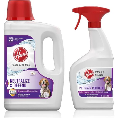  Hoover Paws & Claws Solution Bundle, Deep Cleaning Shampoo with Pet Spot and Stain Remover Pretreat Formula, AH33008, White
