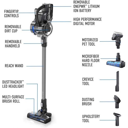  Hoover ONEPWR Blade MAX High Performance Cordless Stick Vacuum Cleaner with Extra Battery, Lightweight, for Pets, BH53350E, Black