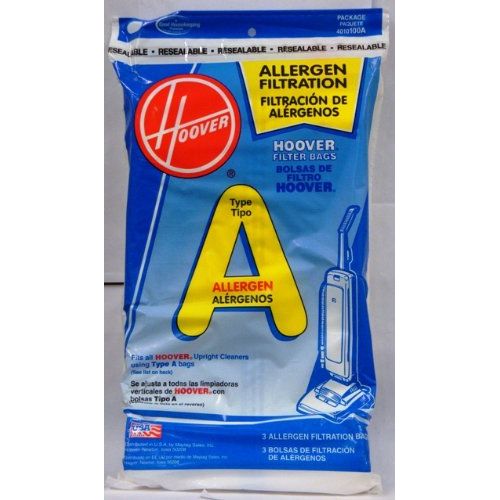  Hoover Filter Bags Type A Allergen Filtration 4010100A (3 Packs of 4) Total of 12 Bags