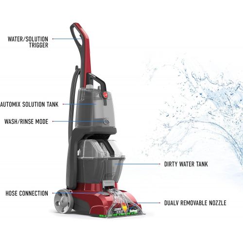  Hoover Power Scrub Deluxe Carpet Cleaner Machine with Free & Clean Carpet Cleaning Solution (50oz), FH50150, AH30952