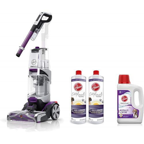  Hoover FH53000PC SmartWash Pet Automatic Carpet Cleaner Machine, Purple & AH30925 Paws & Claws Deep Cleaning Shampoo, 64oz, White & Odor Eliminator Carpet Cleaning Booster, 16 oz,
