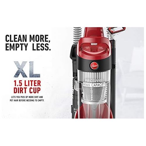  Hoover Windtunnel Max Capacity Upright Vacuum Cleaner with HEPA Media Filtration, UH71100, Red