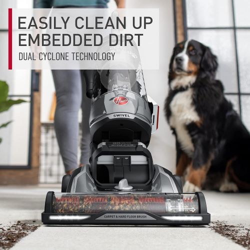  Hoover MAXLife Elite Swivel XL Pet Vacuum Cleaner with HEPA Media Filtration, Bagless Multi-Surface Upright for Carpets and Hard Floors, UH75250, Grey