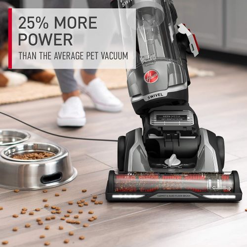  Hoover MAXLife Elite Swivel XL Pet Vacuum Cleaner with HEPA Media Filtration, Bagless Multi-Surface Upright for Carpets and Hard Floors, UH75250, Grey