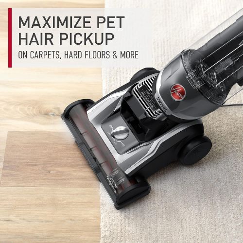  Hoover MAXLife Elite Swivel XL Pet Vacuum Cleaner with HEPA Media Filtration, Bagless Multi-Surface Upright for Carpets and Hard Floors, UH75250, Grey