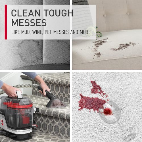  Hoover CleanSlate Plus Carpet & Upholstery Spot Cleaner, Stain Remover, Portable, with Pet Kit, FH14051, White