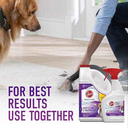  Hoover Paws & Claws Solution Bundle, Deep Cleaning Shampoo with Pet Spot and Stain Remover pretreat Formula, AH33008, White, 128 Fl Oz