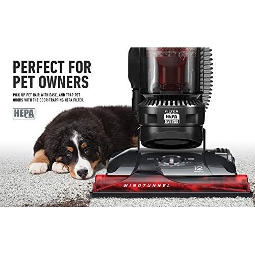  Hoover WindTunnel 3 Max Performance Pet, Bagless Upright Vacuum Cleaner, HEPA Media Filtration, For Carpet and Hard Floor, UH72625, Red