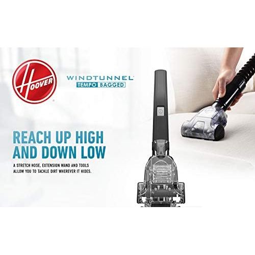  Hoover WindTunnel T-Series Tempo Bagged Upright Vacuum Cleaner with HEPA Media Filter, For Carpet and Hard Floor, UH30301, Blue
