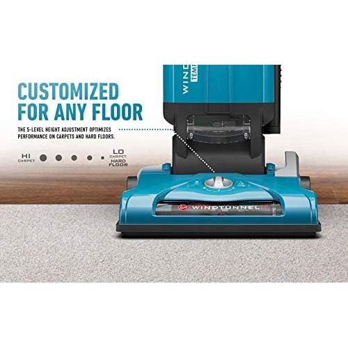  Hoover WindTunnel T-Series Tempo Bagged Upright Vacuum Cleaner with HEPA Media Filter, For Carpet and Hard Floor, UH30301, Blue