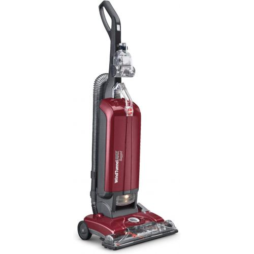  Hoover WindTunnel Max Bagged Upright Vacuum Cleaner, with HEPA Media Filtration, 30ft. Power Cord, UH30600, Red