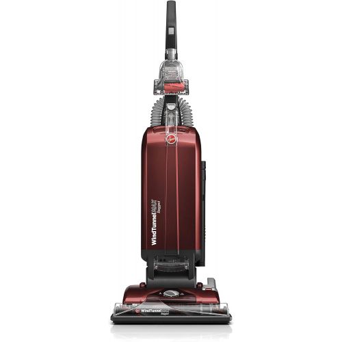  Hoover WindTunnel Max Bagged Upright Vacuum Cleaner, with HEPA Media Filtration, 30ft. Power Cord, UH30600, Red