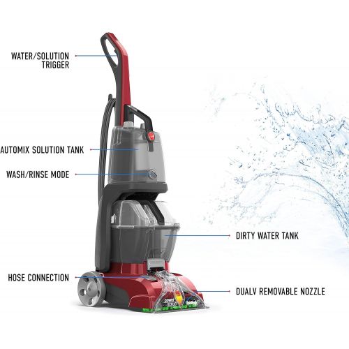  Hoover Power Scrub Deluxe Carpet Cleaner Machine with Paws & Claws Carpet Cleaning Solution (64oz), FH50150, AH30925