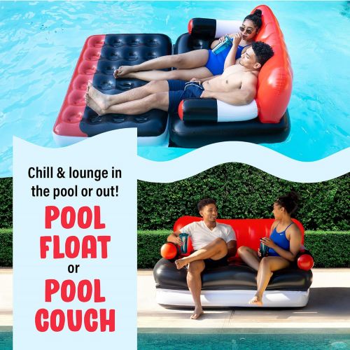  Hoovy Suntan Pool Luxury Pool Float Inflatable Poolside Couch 2 in 1 Pool Float with Foldable Couch Doubles as an Air Bed Portable Camping Couch